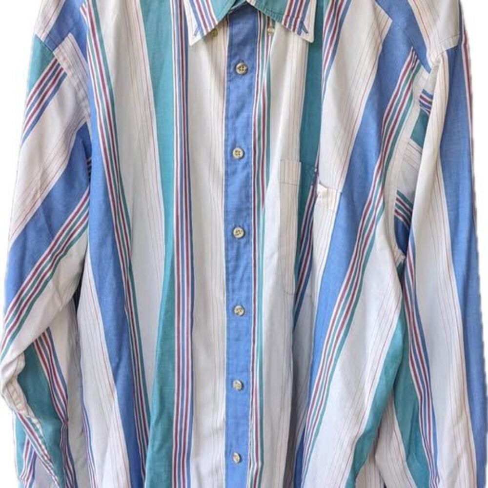 Mark Alexander Men's Striped Long-Sleeve Button-Down Shirt - Vintage - 1990s